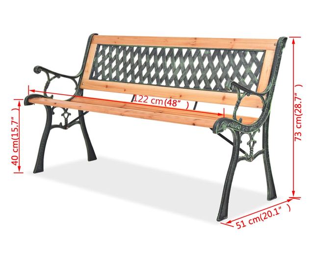 Vrtna klupa 122 cm drvena