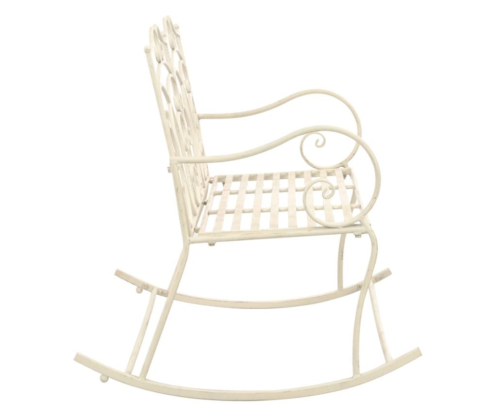 Vrtna klupa 104 cm željezna antikna bijela - 4