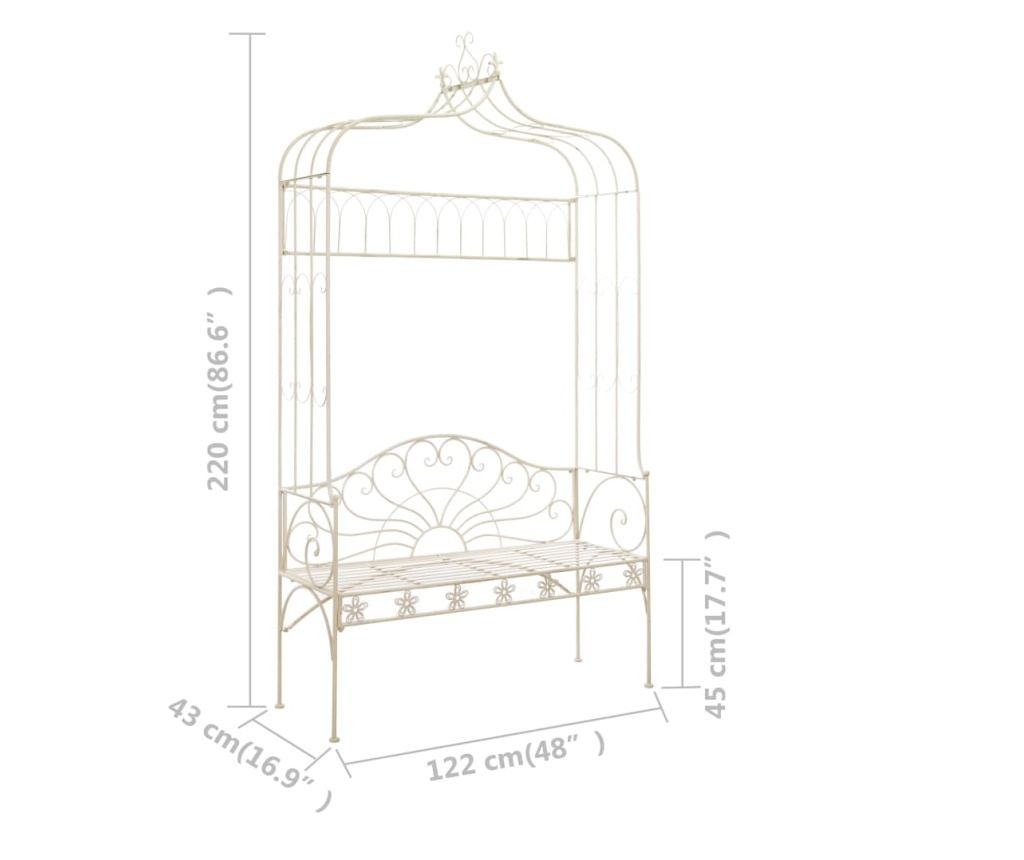 Vrtna klupa, starinsko bijela, 122 cm, željezo - 6