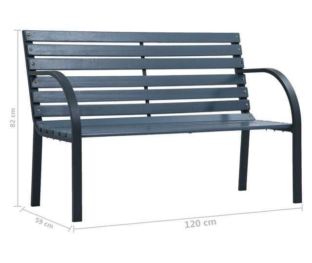 Vrtna klupa 120 cm siva drvena