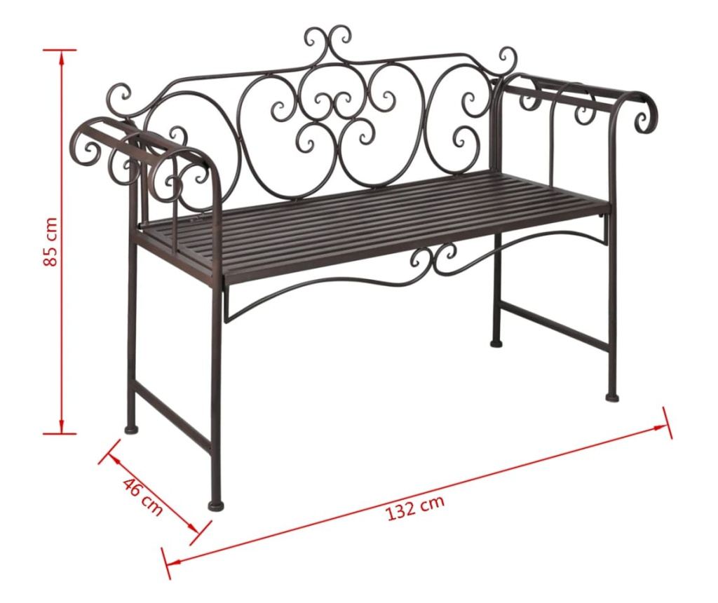 Vrtna klupa 132 cm čelik antička smeđa - 10
