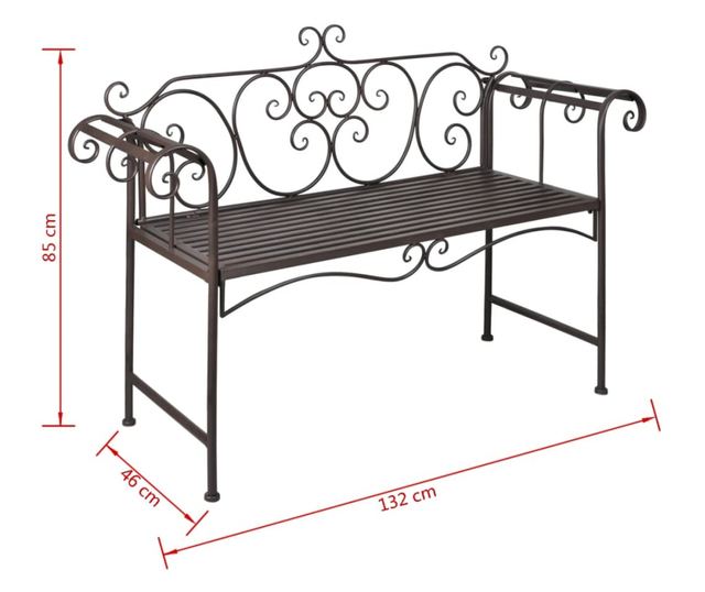 Vrtna klupa 132 cm čelik antička smeđa