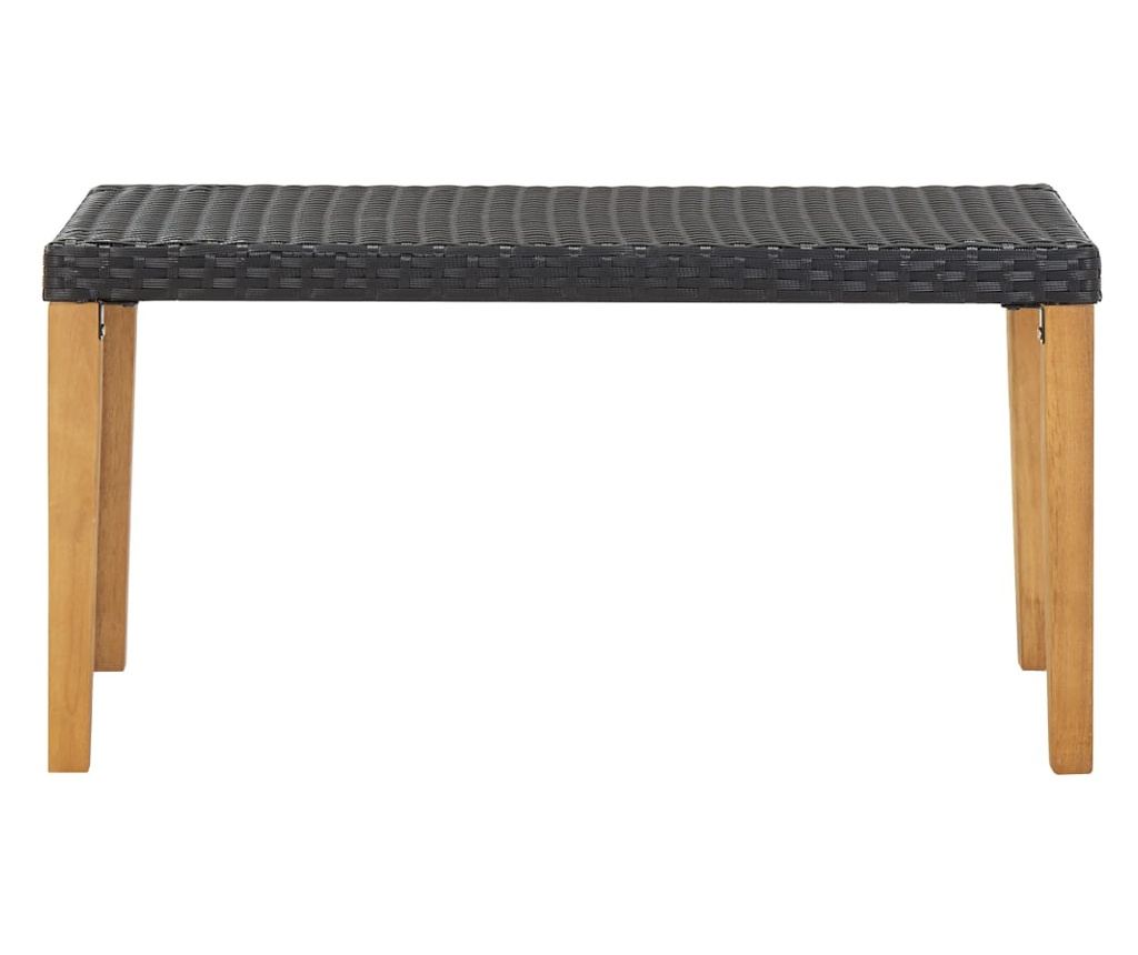 Vrtna klop, črna, 120 cm, poliratan in akacijev les - 2