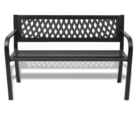 Градинска пейка, 118 см, стомана, черна
