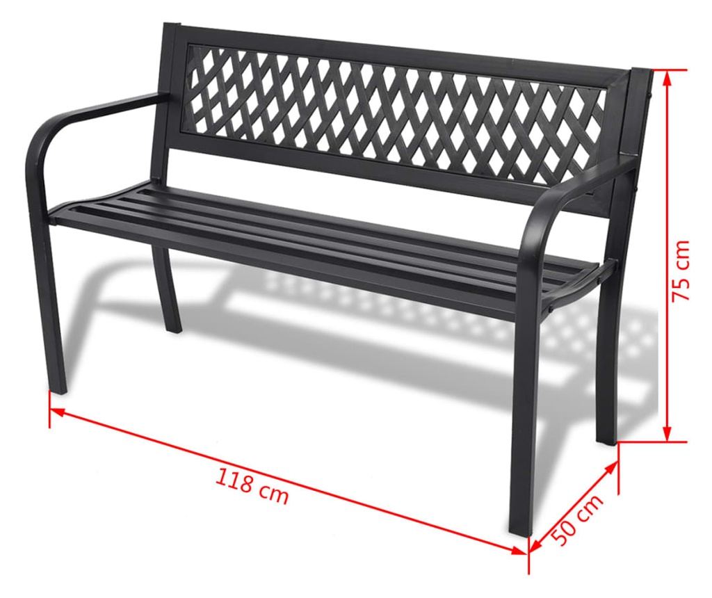 Vrtna klupa 118 cm čelik crna - 5