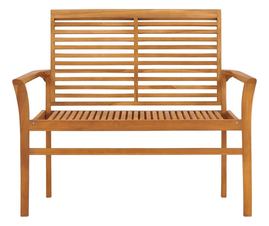 Градинска пейка, със сива възглавница, 112 см, масивен тик - 3