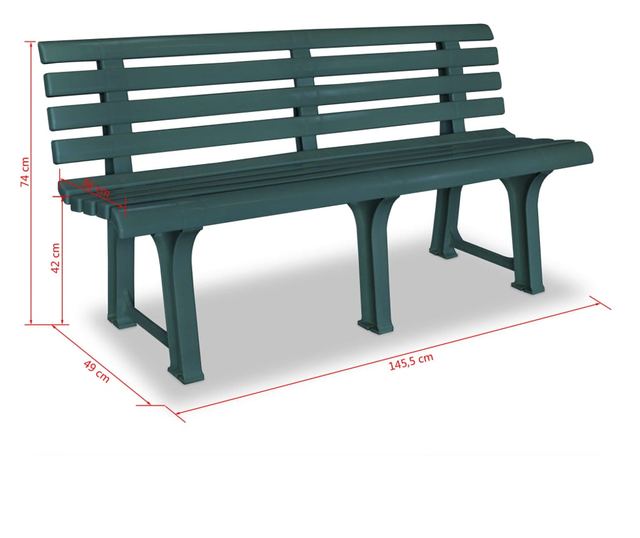 Vrtna klupa 145,5 cm plastična zelena