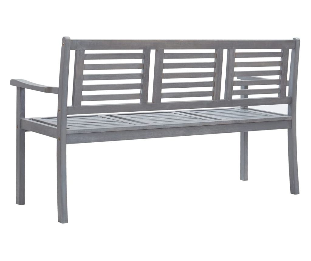 Vrtna klupa s 3 sjedala, siva, 150 cm, masivno eukaliptusovo drvo - 4