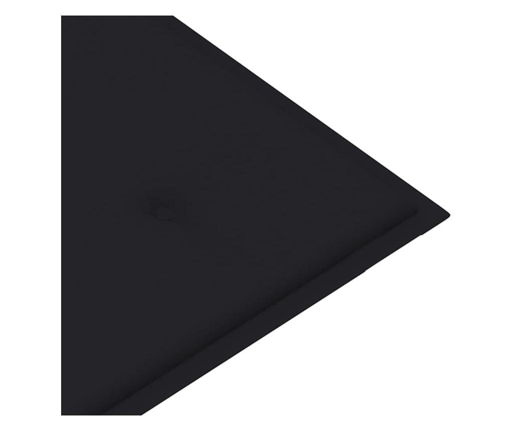 Градинска пейка, с черна възглавница, 112 см, масивно тиково дърво - 7