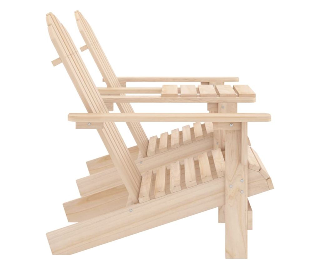 Градински столове Adirondack с масичка за чай, масивна дървесина от ела - 3