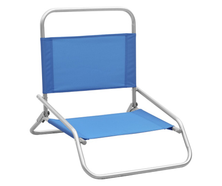 Сгъваеми плажни столове, 2 бр, сини, текстил