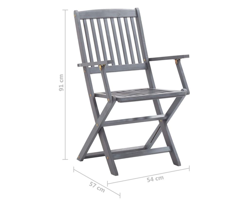Външни сгъваеми столове с възглавници, 4 бр., Масивна акациева дървесина - 12