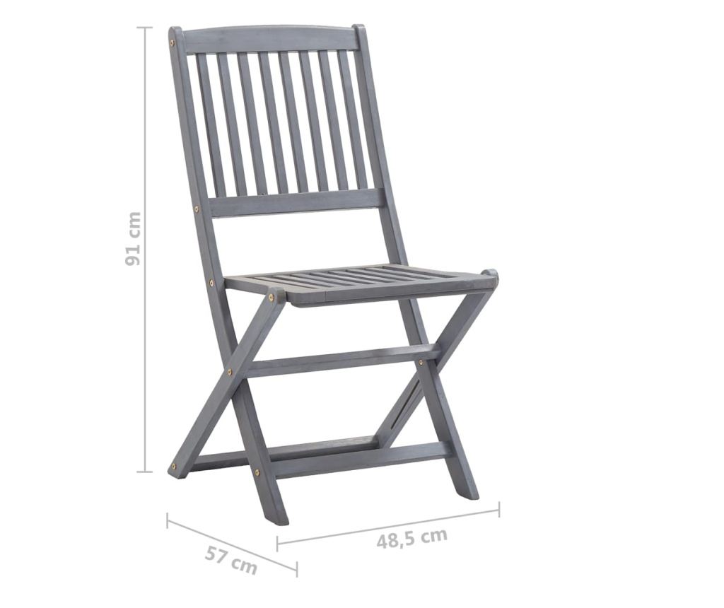 Външни сгъваеми столове с възглавници, 4 бр., Масивна акациева дървесина - 12