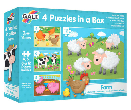 Set 4 puzzle Galt, Animale de la ferma, 30 piese