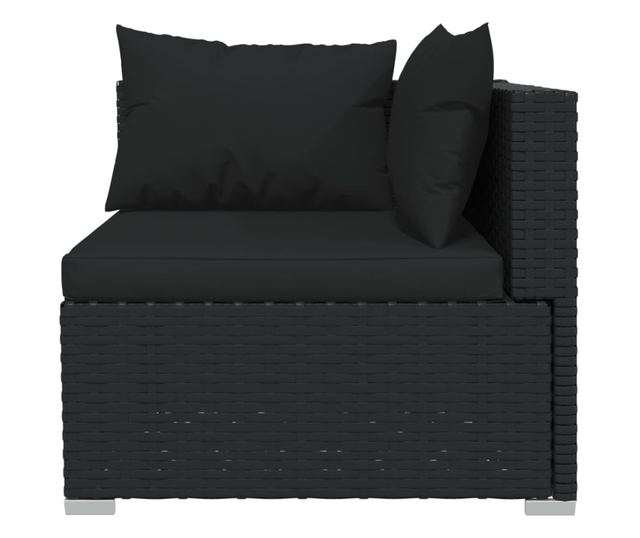 4 részes fekete polyrattan kerti ülőgarnitúra párnákkal