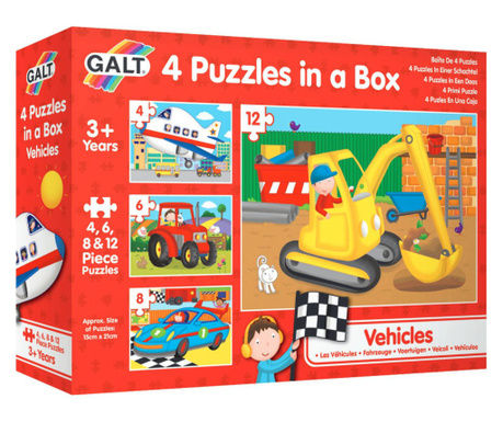 Set 4 puzzle Galt, Vehicule, 30 piese