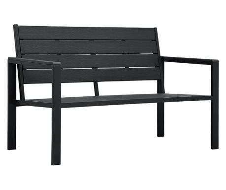 Vrtna klop, črna, 120 cm, leseni videz, HDPE