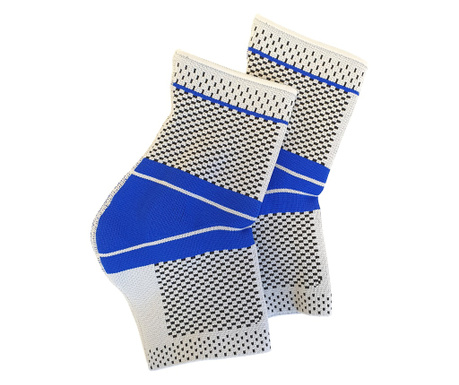 Set 2 bucati glezniera elastica zenifique, cu compresa din silicon pentru suport, tesaturi fine, albastru-gri, marimea L