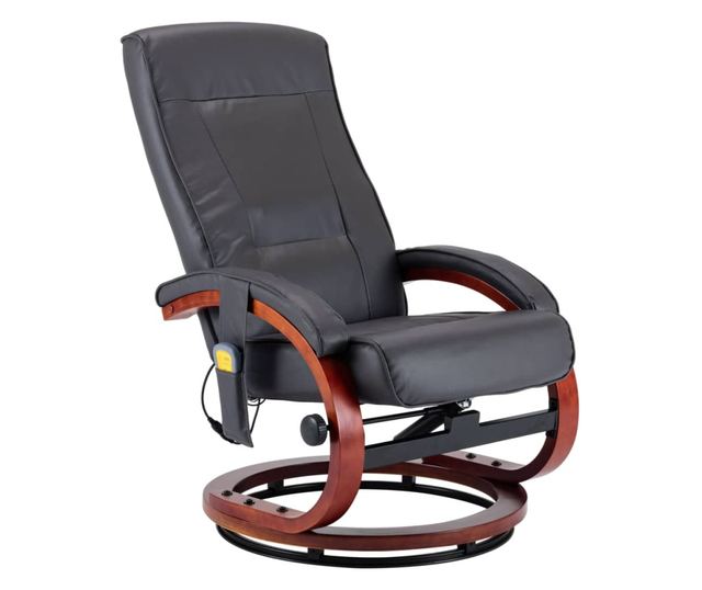 Naslonjač za masažu s tabureom, sivi, umjetna koža