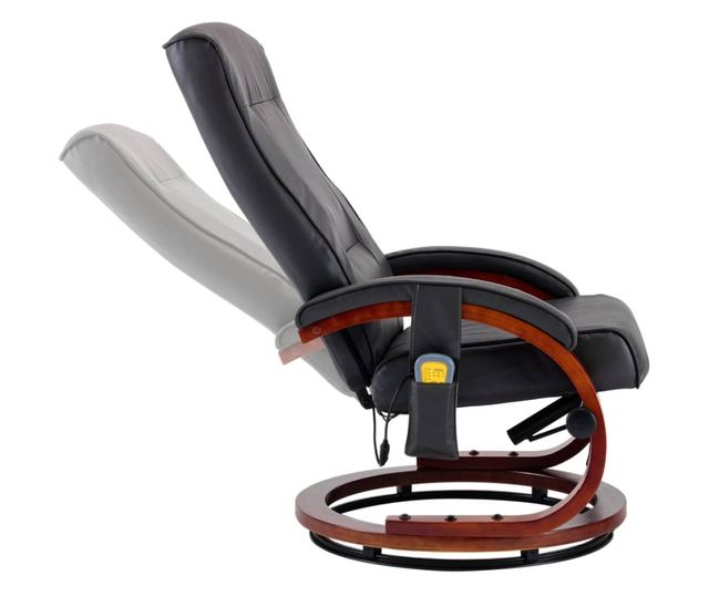 Naslonjač za masažu s tabureom, sivi, umjetna koža