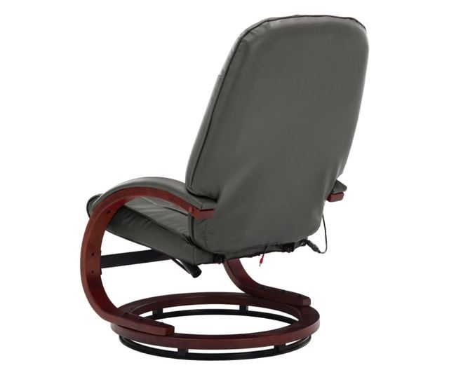 Naslonjač za masažu s tabureom, sivi, umjetna koža