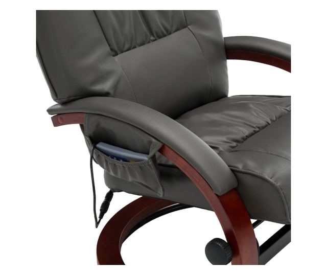 Naslonjač za masažu s tabureom, sivi, umjetna koža