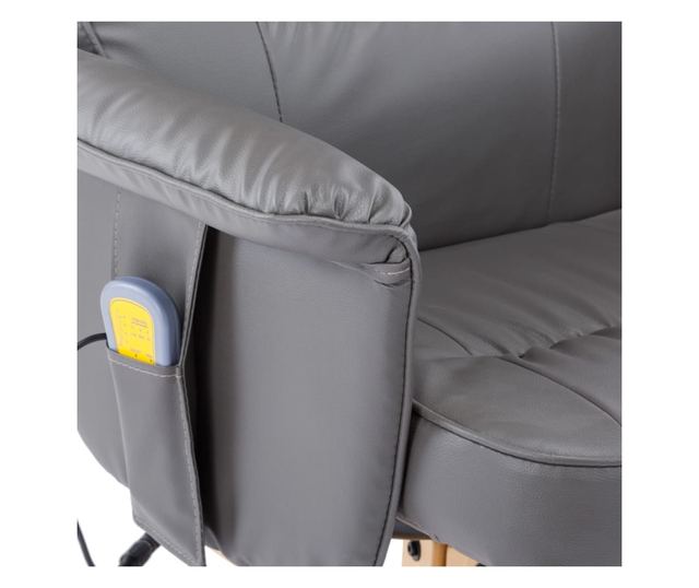 Naslonjač za masažu s tabureom, sivi, umjetna koža