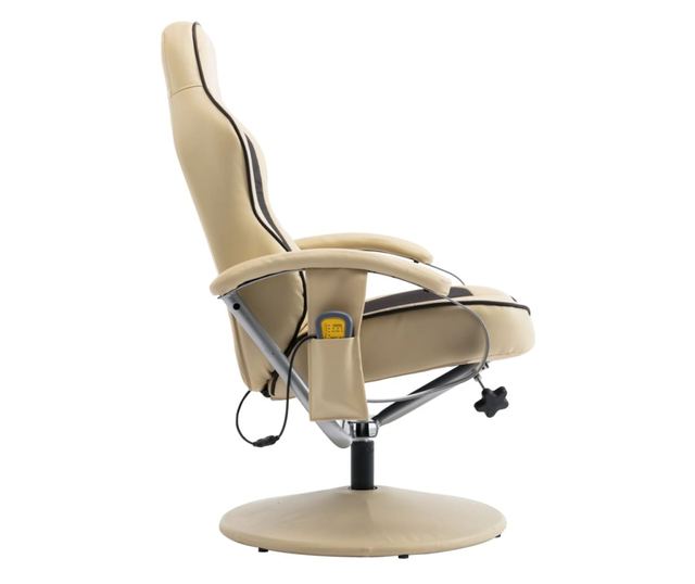 Naslonjač za masažu s tabureom, krem, umjetna koža