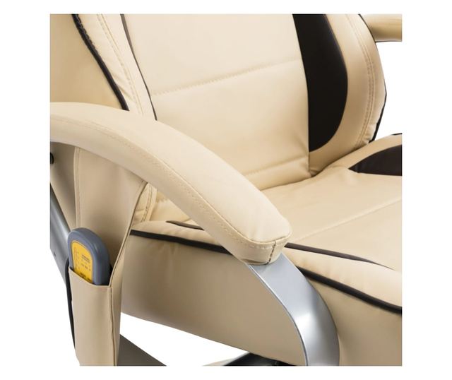 Naslonjač za masažu s tabureom, krem, umjetna koža