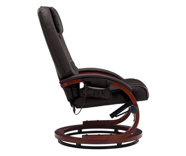 Naslonjač za masažu s tabureom, smeđi, umjetna koža