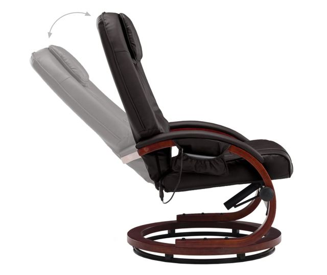 Naslonjač za masažu s tabureom, smeđi, umjetna koža