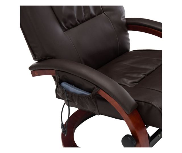 Naslonjač za masažu s tabureom, smeđi, umjetna koža