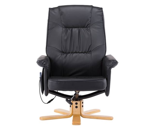 Masažna fotelja s taburetom, crna, umjetna koža