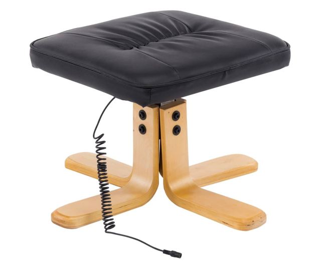 Masažna fotelja s taburetom, crna, umjetna koža