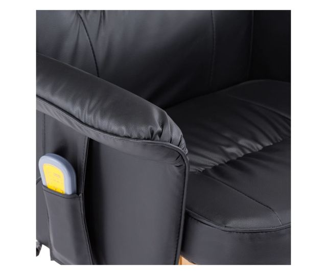 Masažna fotelja s taburetom, crna, umjetna koža