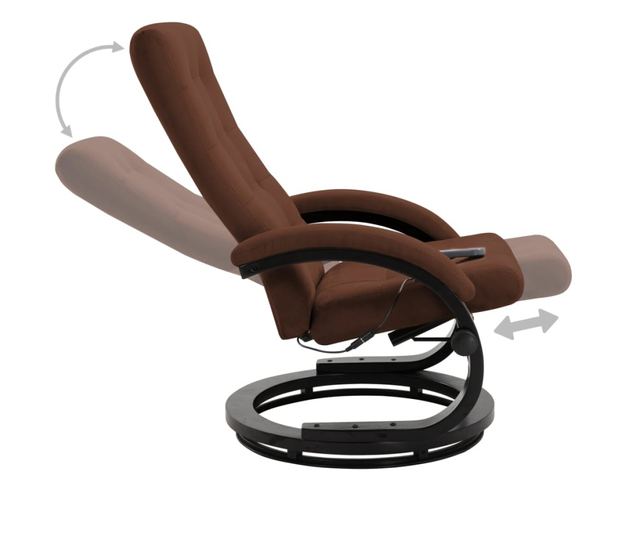 Naslonjač za masažu s tabureom, smeđi, eko antilop