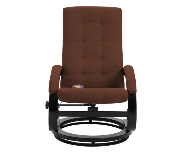 Naslonjač za masažu s tabureom, smeđi, eko antilop