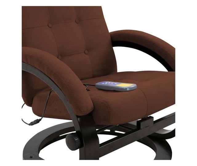 Naslonjač za masažu s tabureom, smeđi, eko antilop