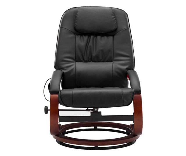 Naslonjač za masažu s tabureom, crni, umjetna koža