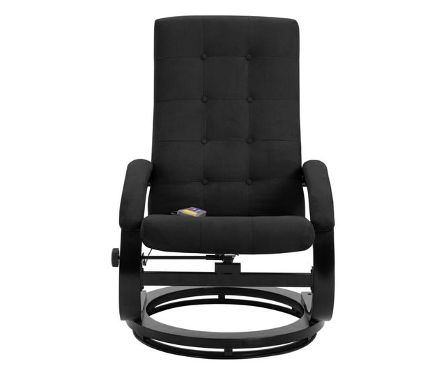 Naslonjač za masažu s tabureom, crni, ekološki velur