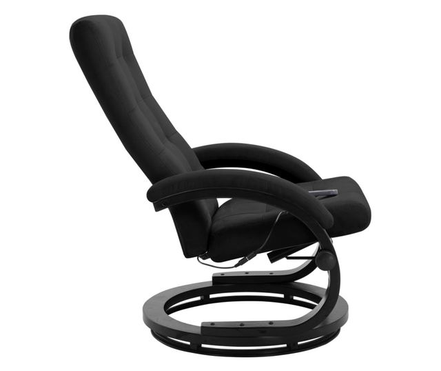 Naslonjač za masažu s tabureom, crni, ekološki velur