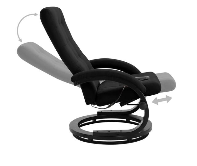 Naslonjač za masažu s tabureom, crni, ekološki velur