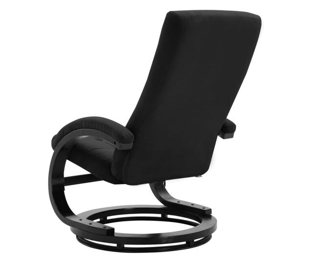 Naslonjač za masažu s tabureom, crni, ekološki velur