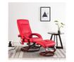 Naslonjač za masažu s tabureom, crveni, umjetna koža