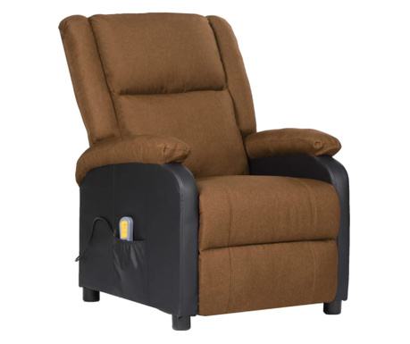 Rozkładany fotel masujący, elektryczny, taupe, ekoskóra/tkanina