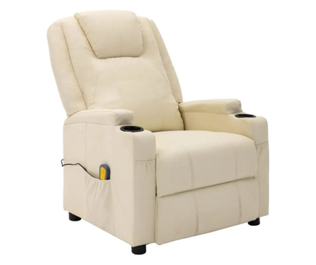 Električna masažna fotelja od umjetne kože krem bijela