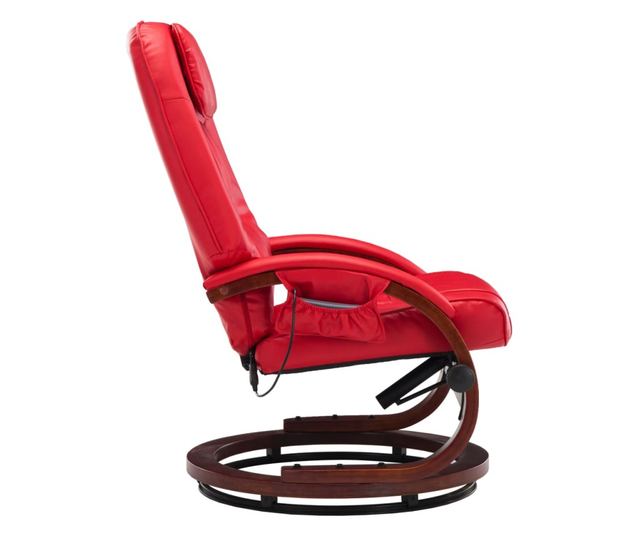 Naslonjač za masažu s tabureom, crveni, umjetna koža