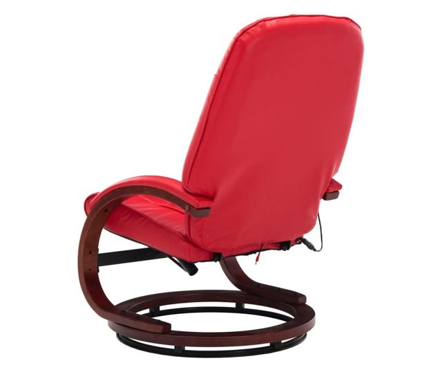 Naslonjač za masažu s tabureom, crveni, umjetna koža