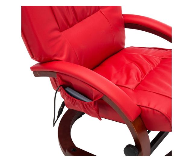 Naslonjač za masažu s tabureom, crveni, umjetna koža