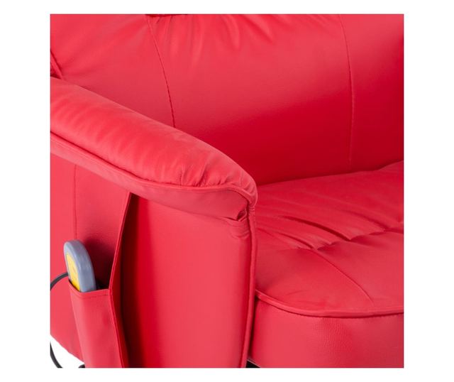 Naslonjač za masažu s tabureom, crveni, umjetna koža